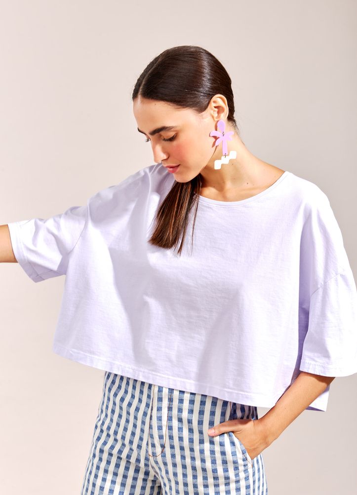 Blusa Cropped Over Meia Malha LILÁS Blusa Cropped Over Meia Malha LILÁS