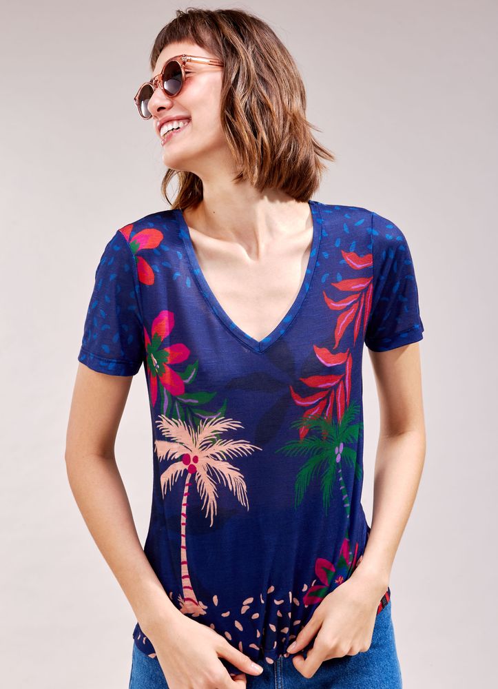 T-shirt slim coqueiros AZUL MARINHO T-shirt slim coqueiros AZUL MARINHO