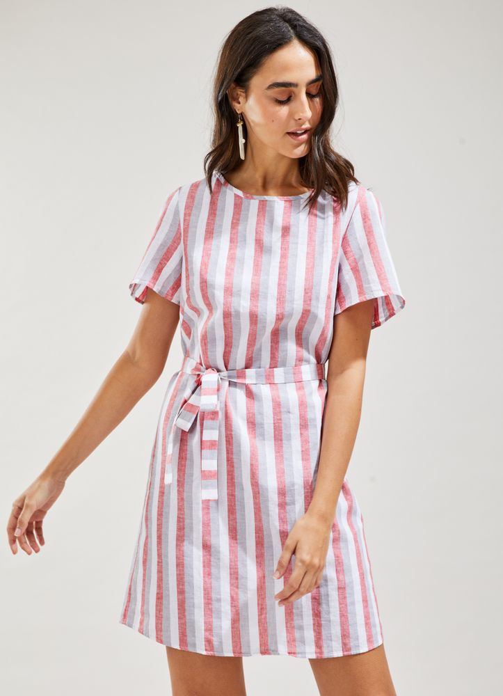 Vestido shirt dress listra linho Vestido shirt dress listra linho
