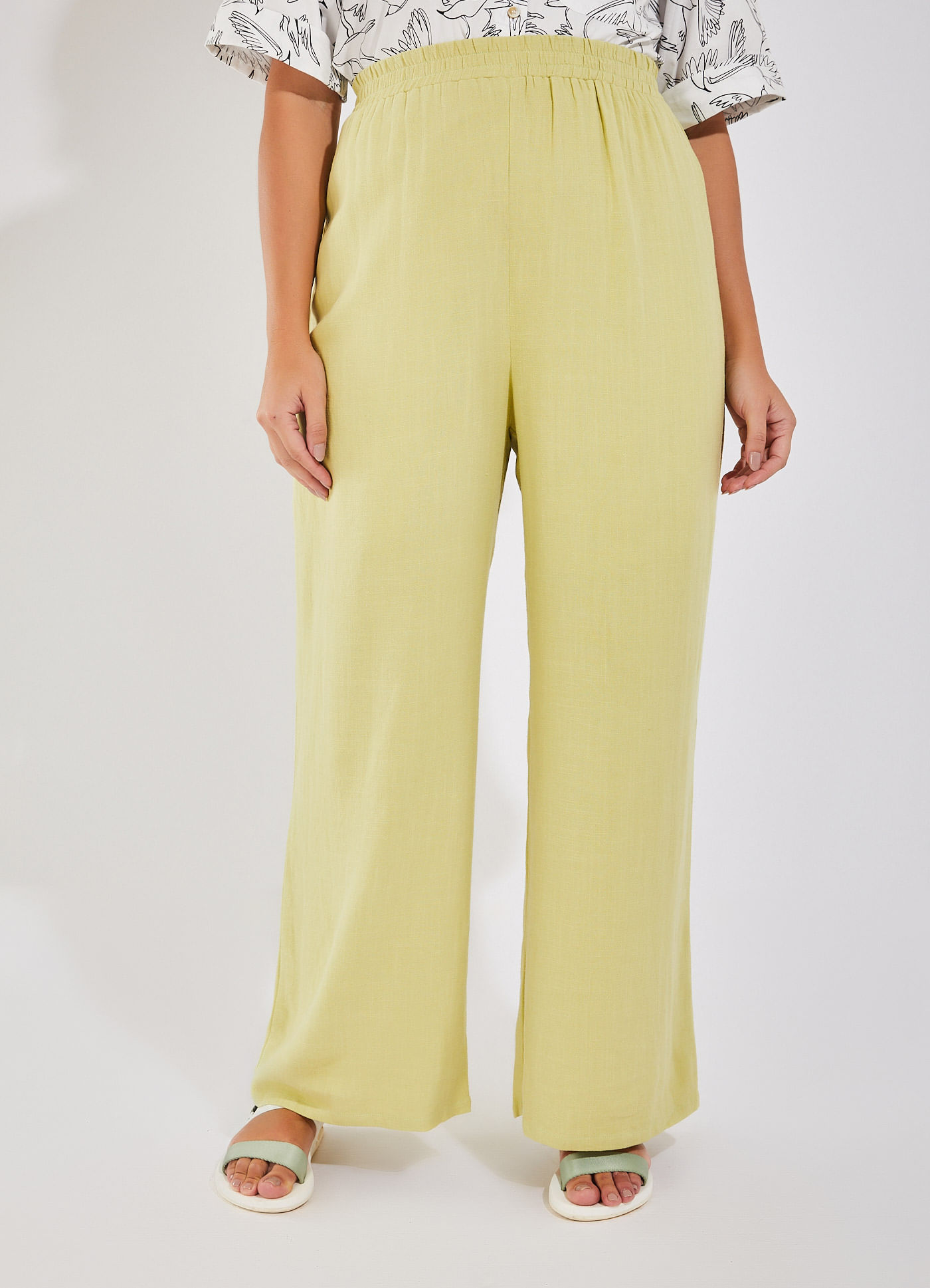 Calça pantalona linho VERDE - Cantao