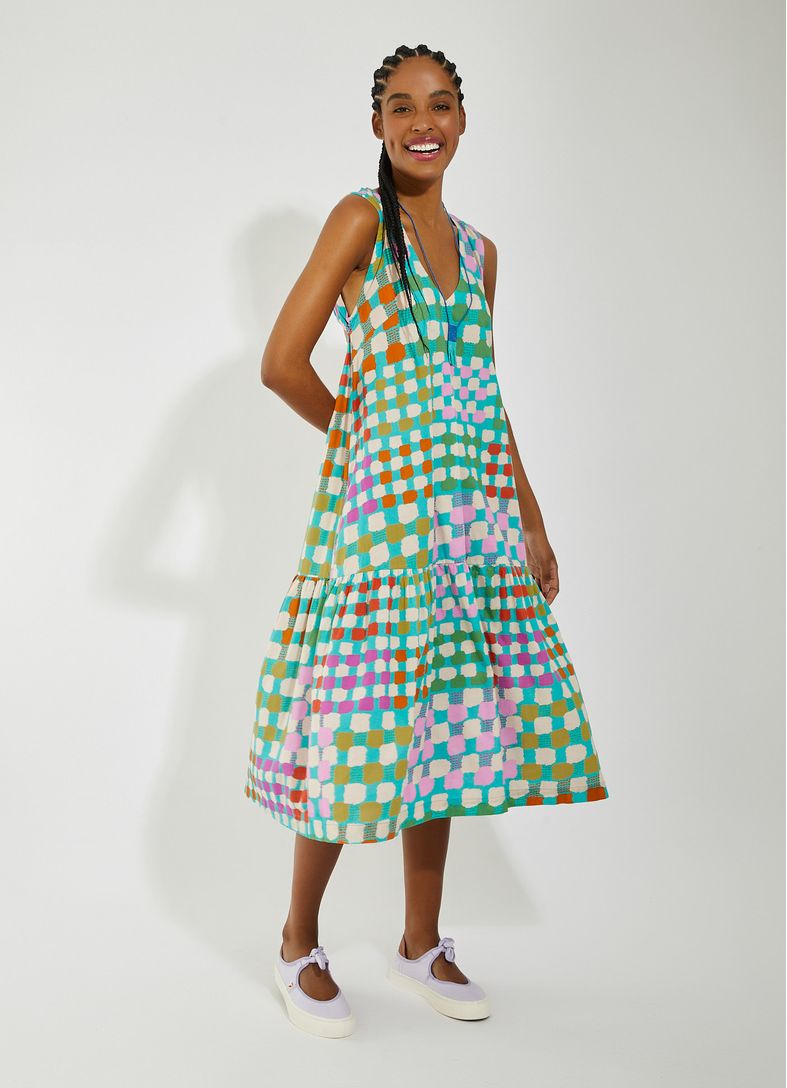Vestido midi estampado artesanal - Cantao