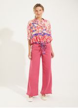 Calca sarja wide leg color rosa - Cantao