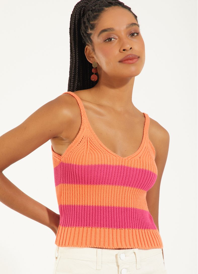 Blusa Laura Patena Tricot Mini Pipoca Gola Rolê Rt Coral Candy