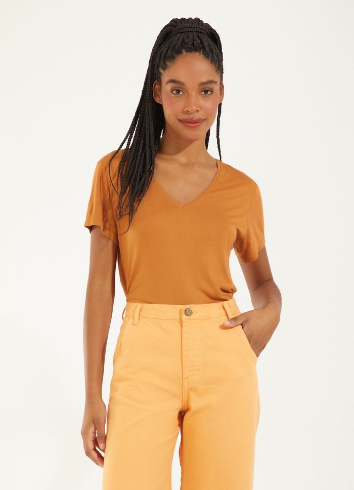 Blusa viscose crinkle mini poa laranja - Cantao