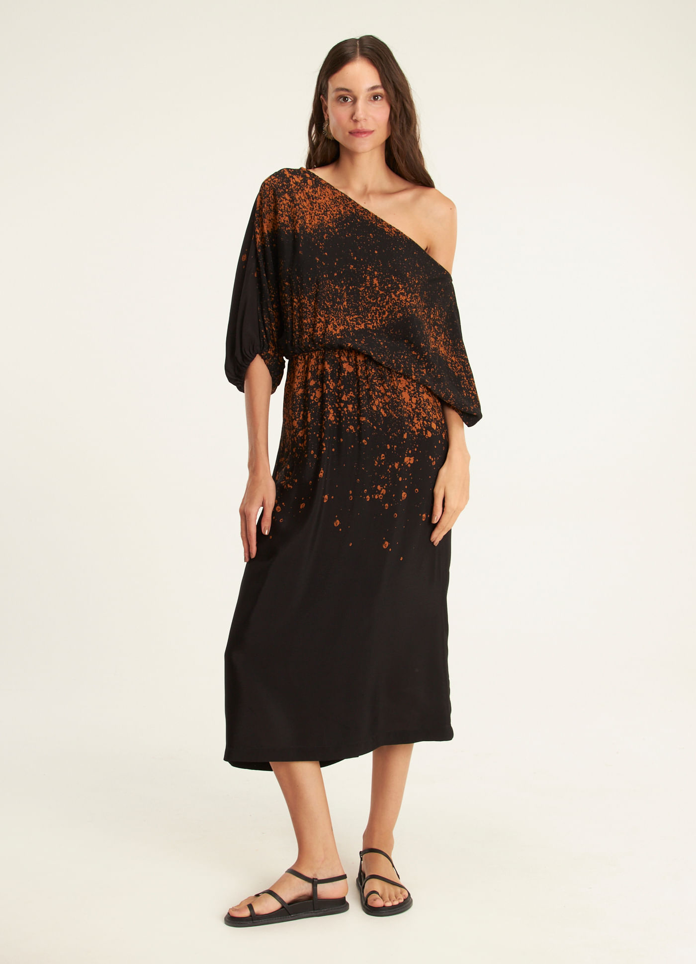 Vestido estampado vulcão