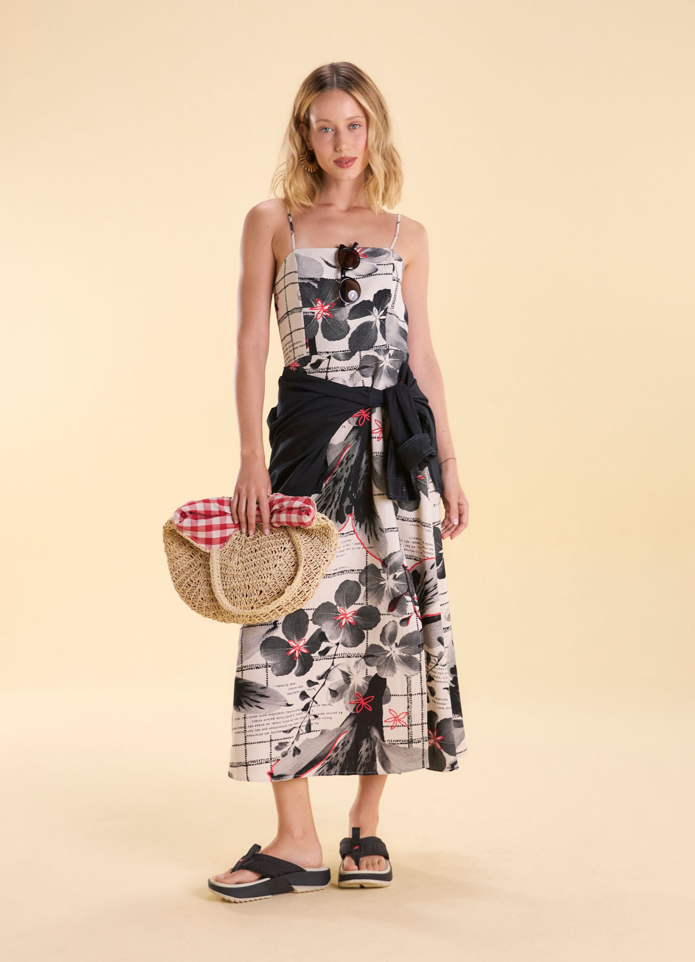 Vestido alcinha estampado fleur