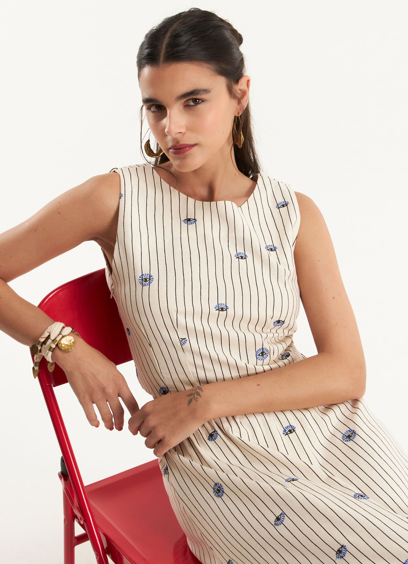 Blusa linho estampada talismã