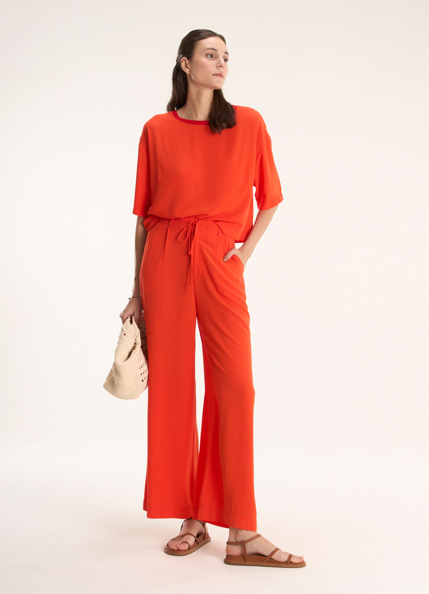 Calça amarração viscose leve vermelho