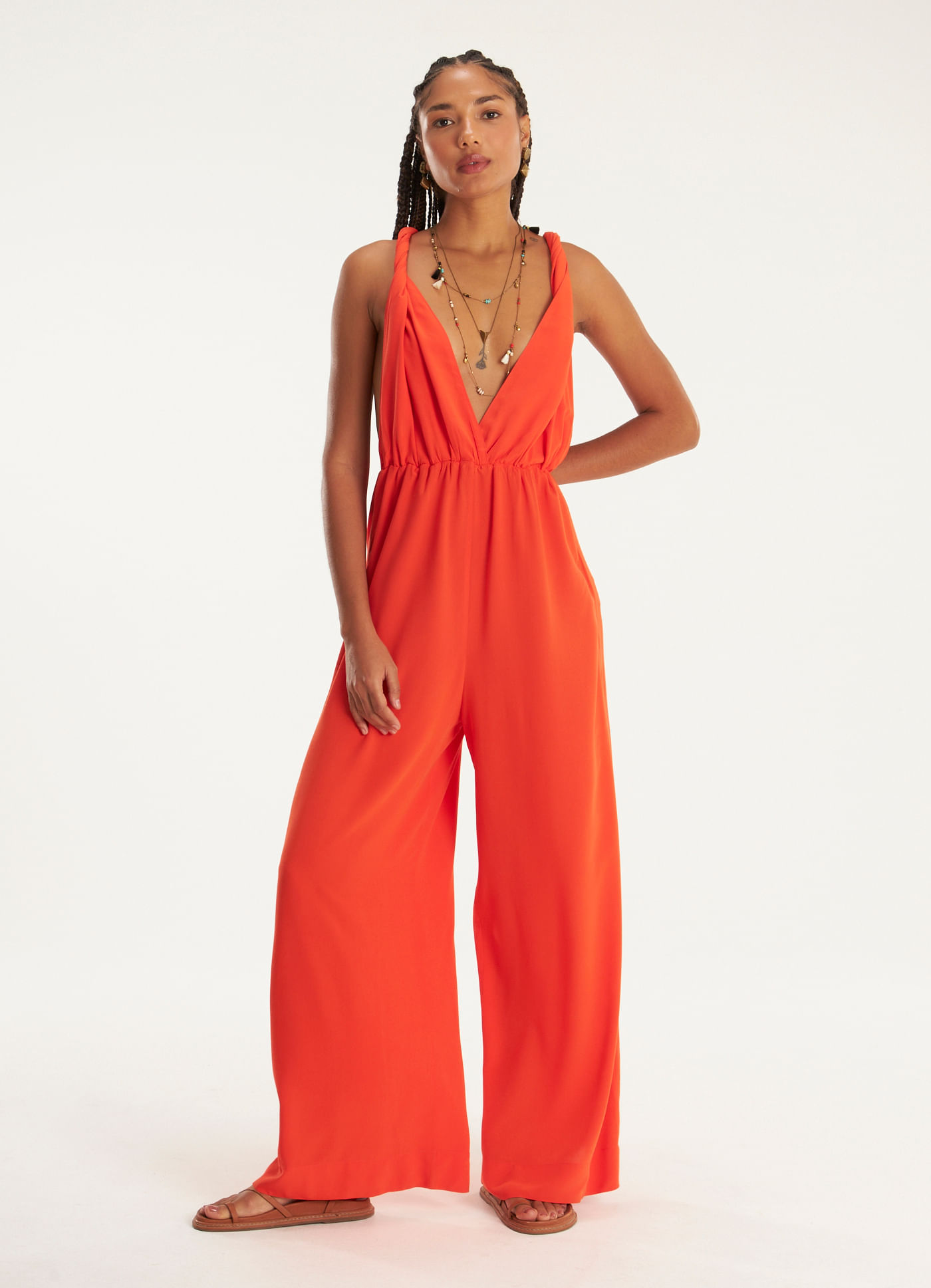 Macacão formas viscose leve vermelho