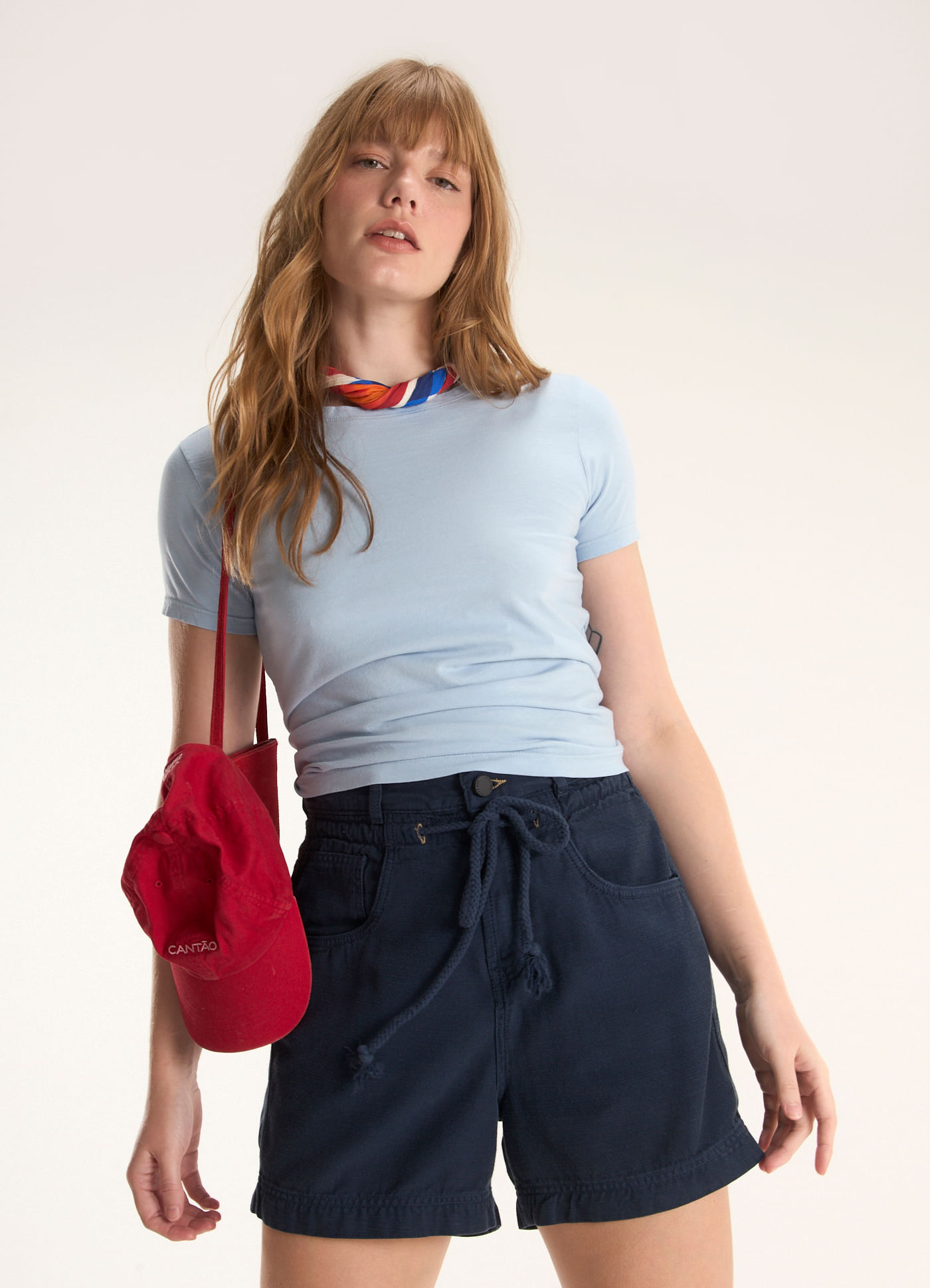 Blusa básica algodão babylook azul