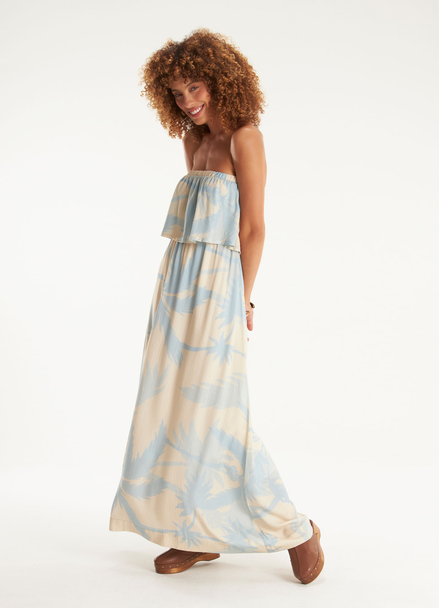 Vestido longo estampado tuya