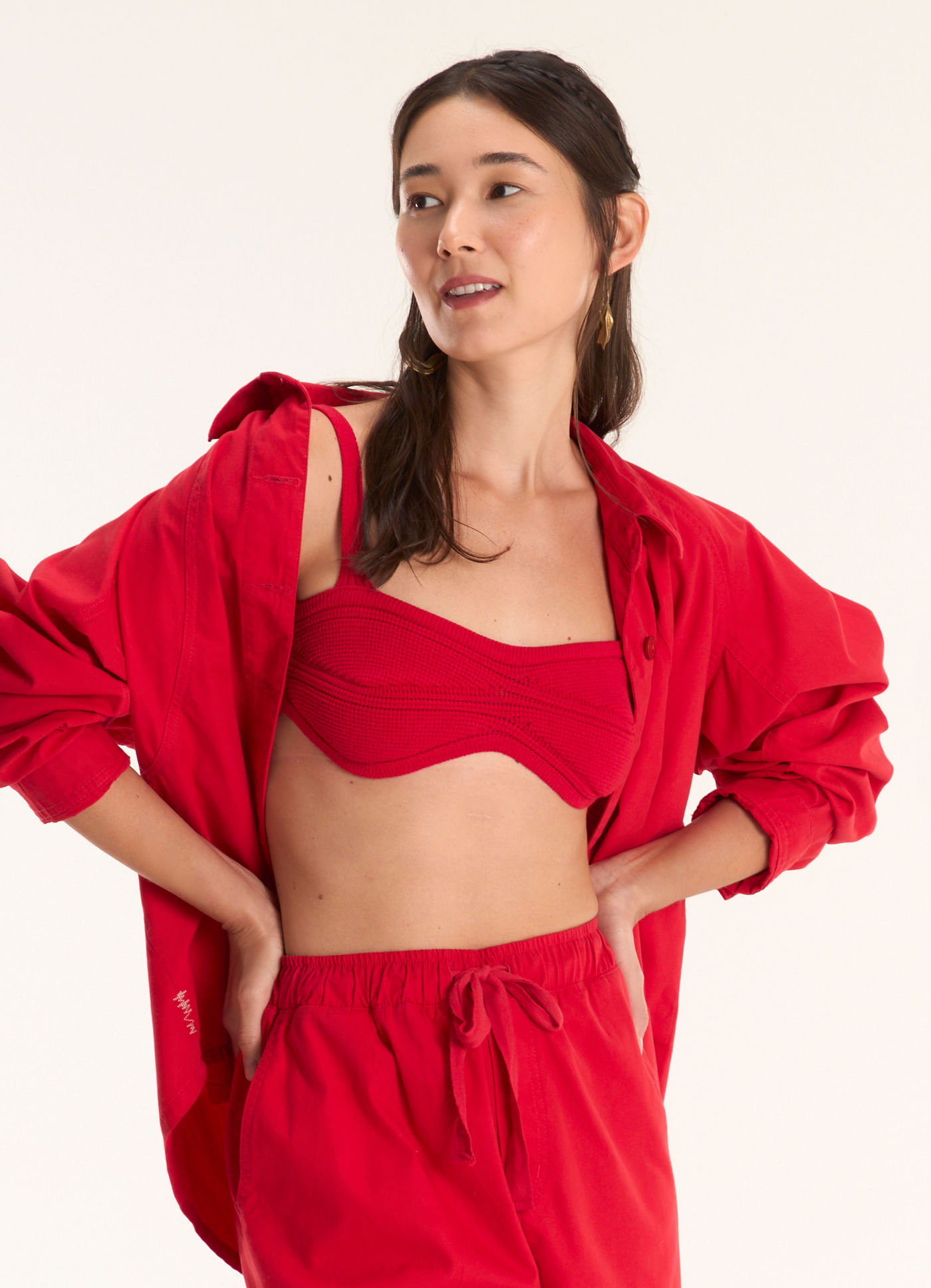 Top tricô alças lab vermelho