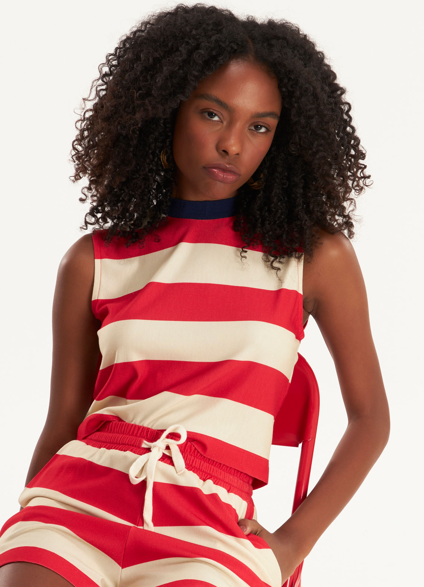 Blusa shell listras