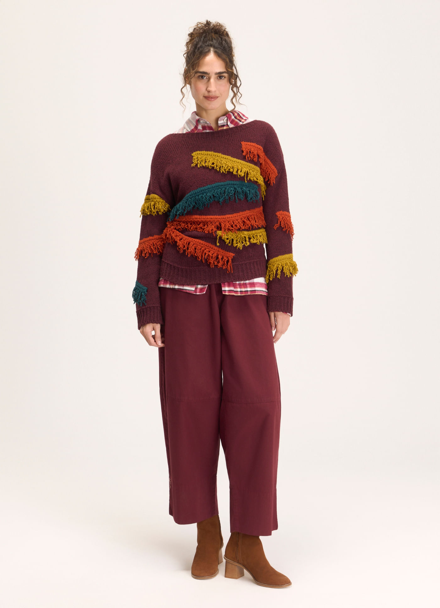 Calça sarja maxi barrel delírio roxo