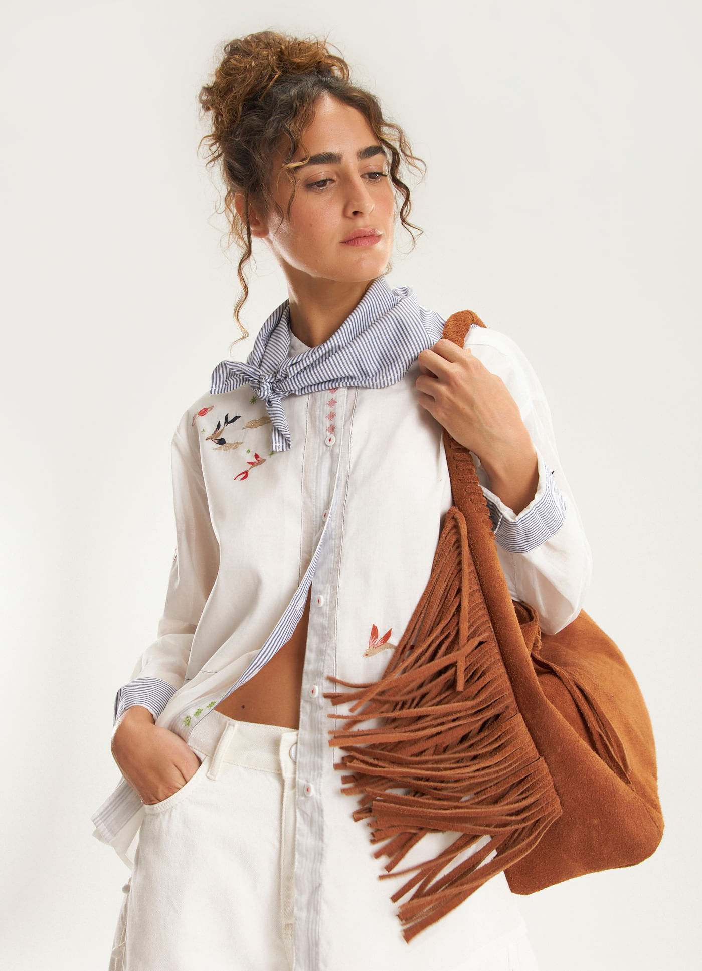 Camisa voil lenço bordado sonho lúcido branco