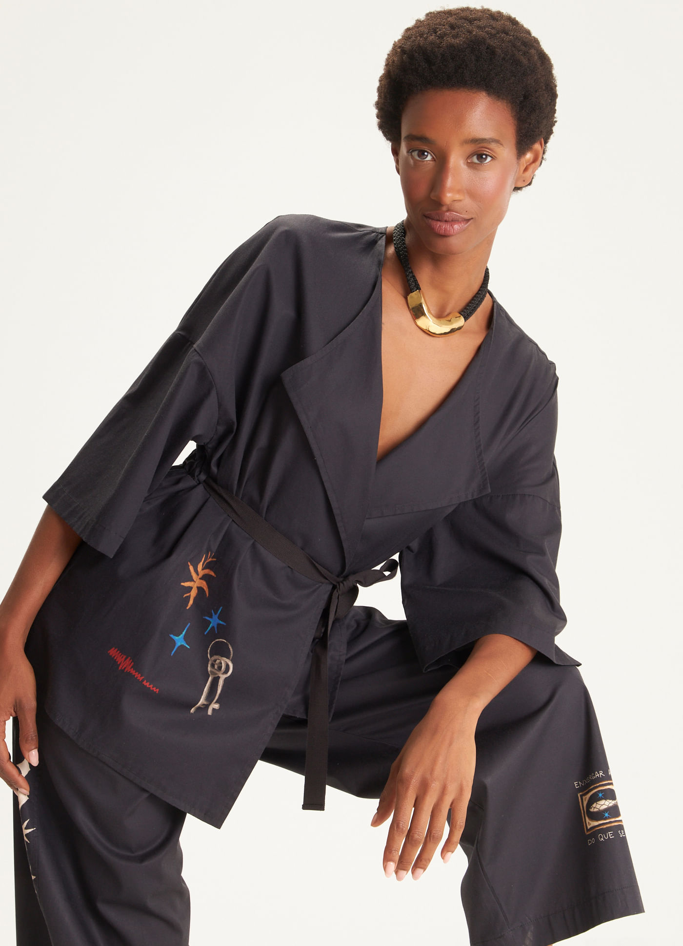 Kimono estampado mistério