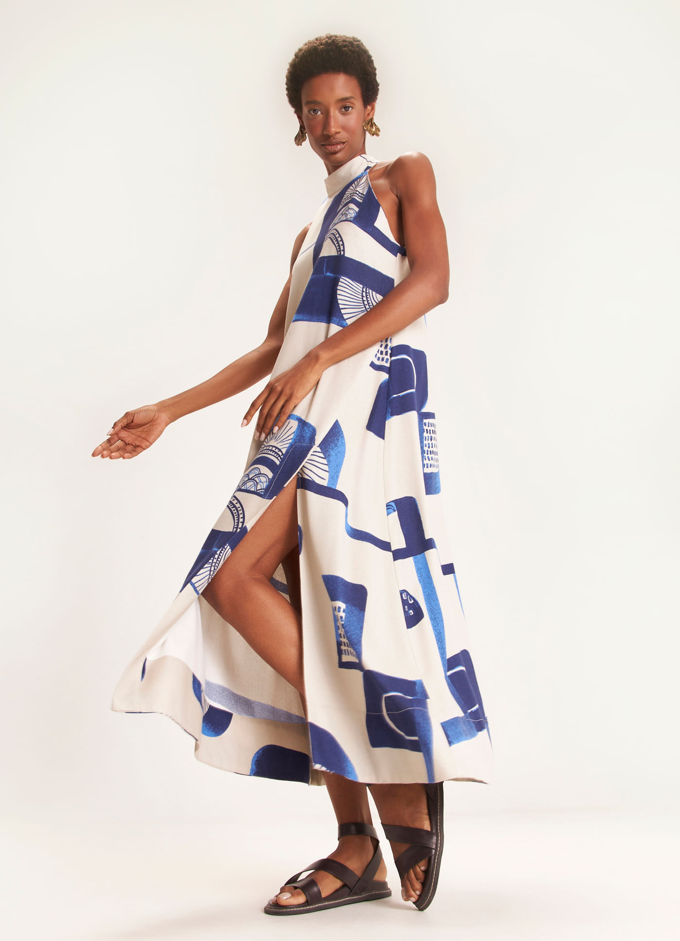 Vestido estampado quebra cabeça