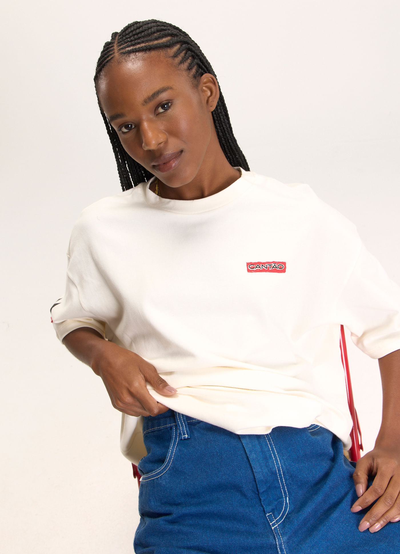 T-shirt maxi bordada lucidez off white
