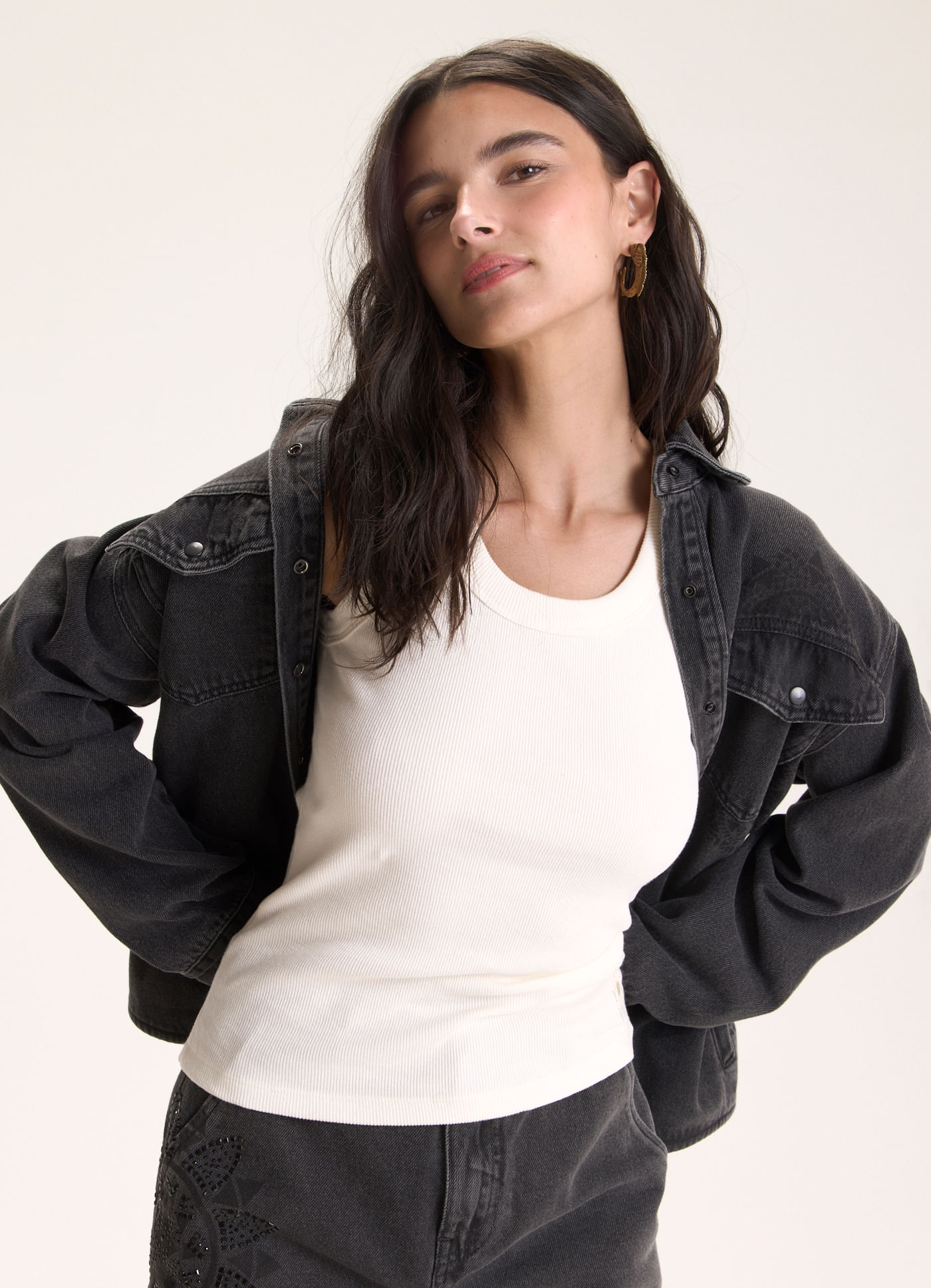 Regata básica ribana com elastano off white