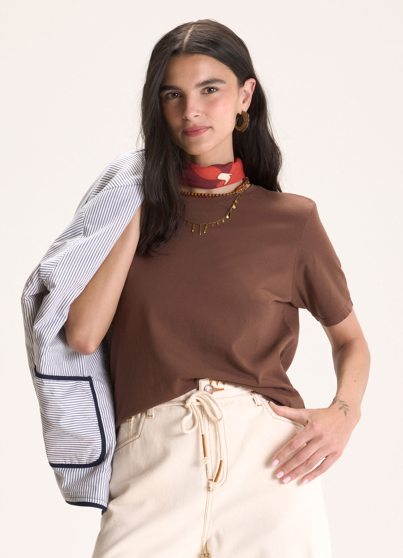 Blusa básica algodão classic marrom