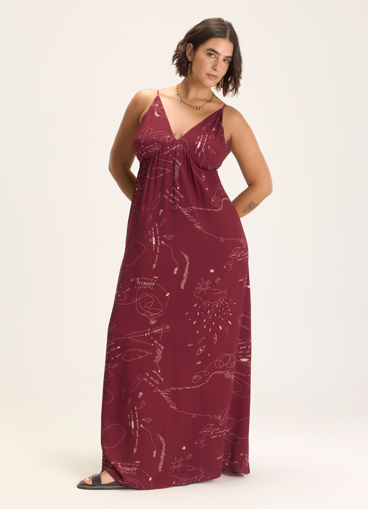 Vestido alcinha estampado desrazão