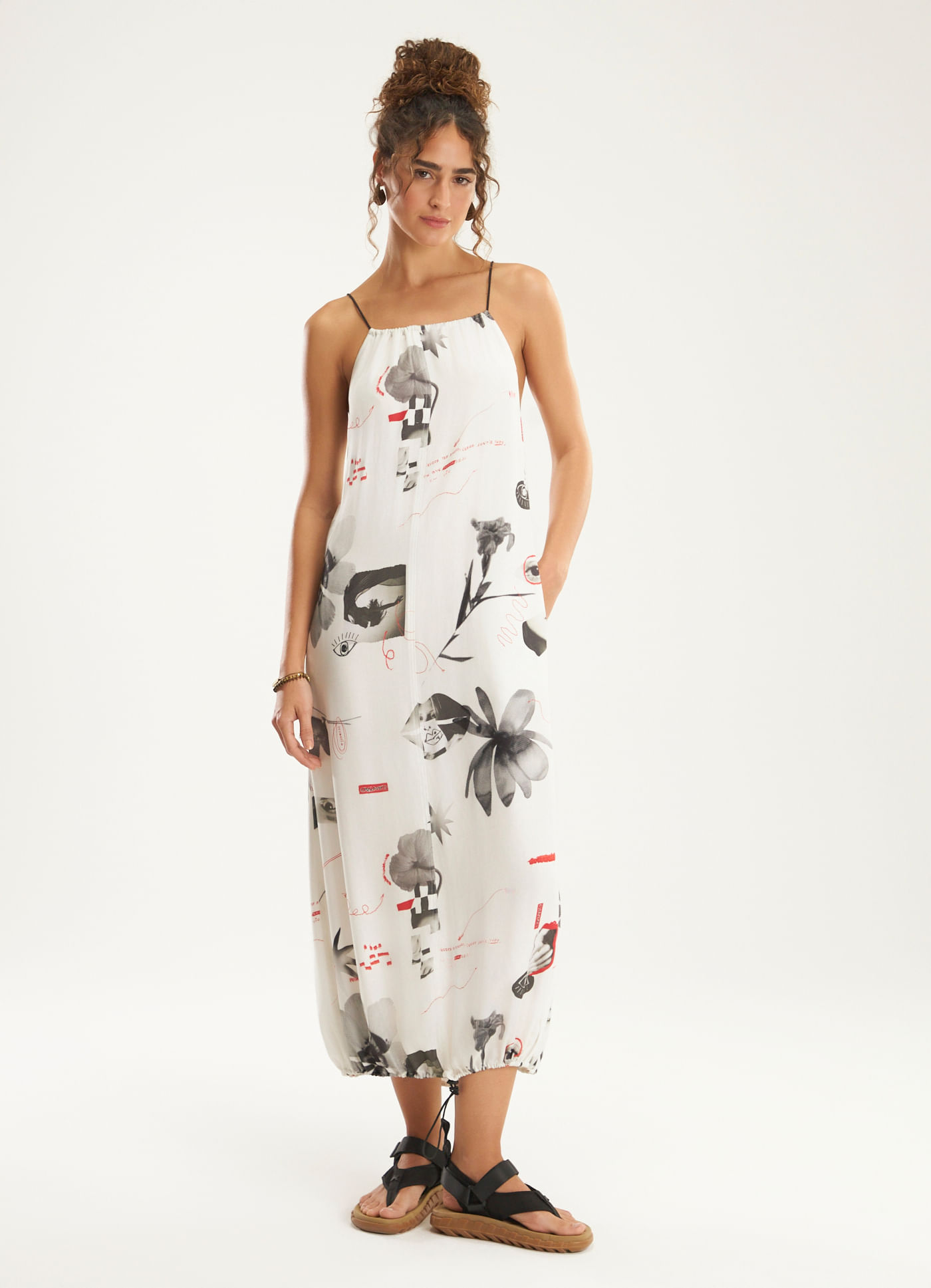 Vestido alcinha estampado lucidez