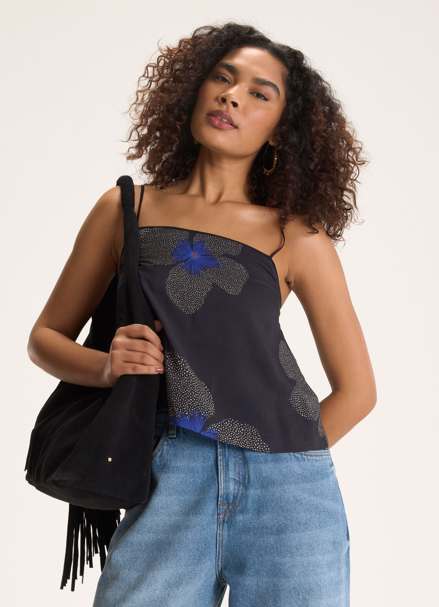 Blusa alcinha estampada floral yaya