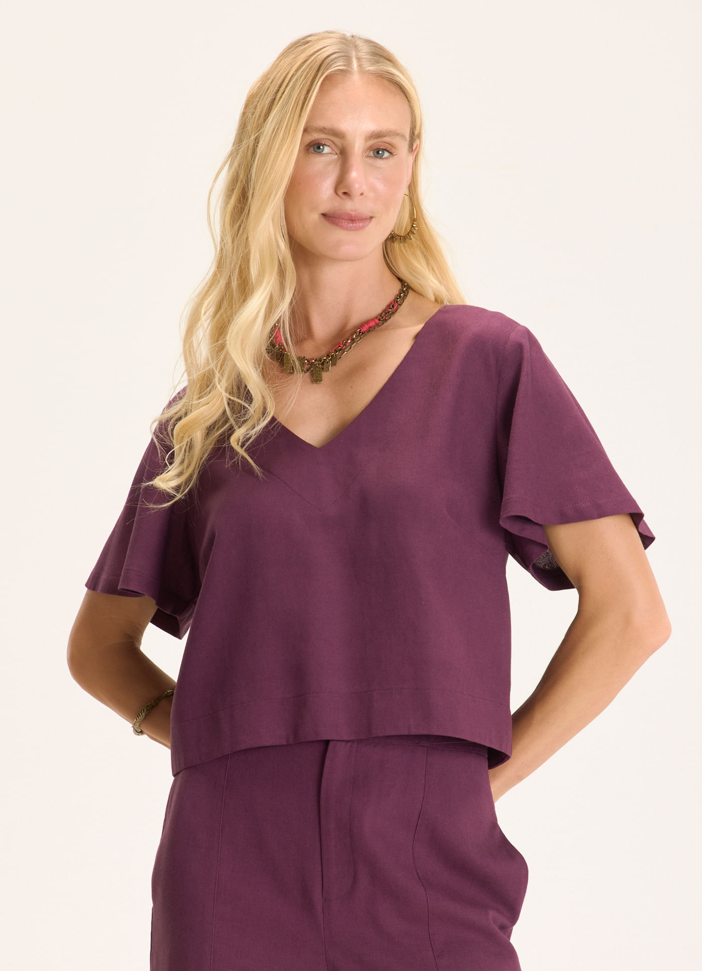 Blusa linho liberdade roxo