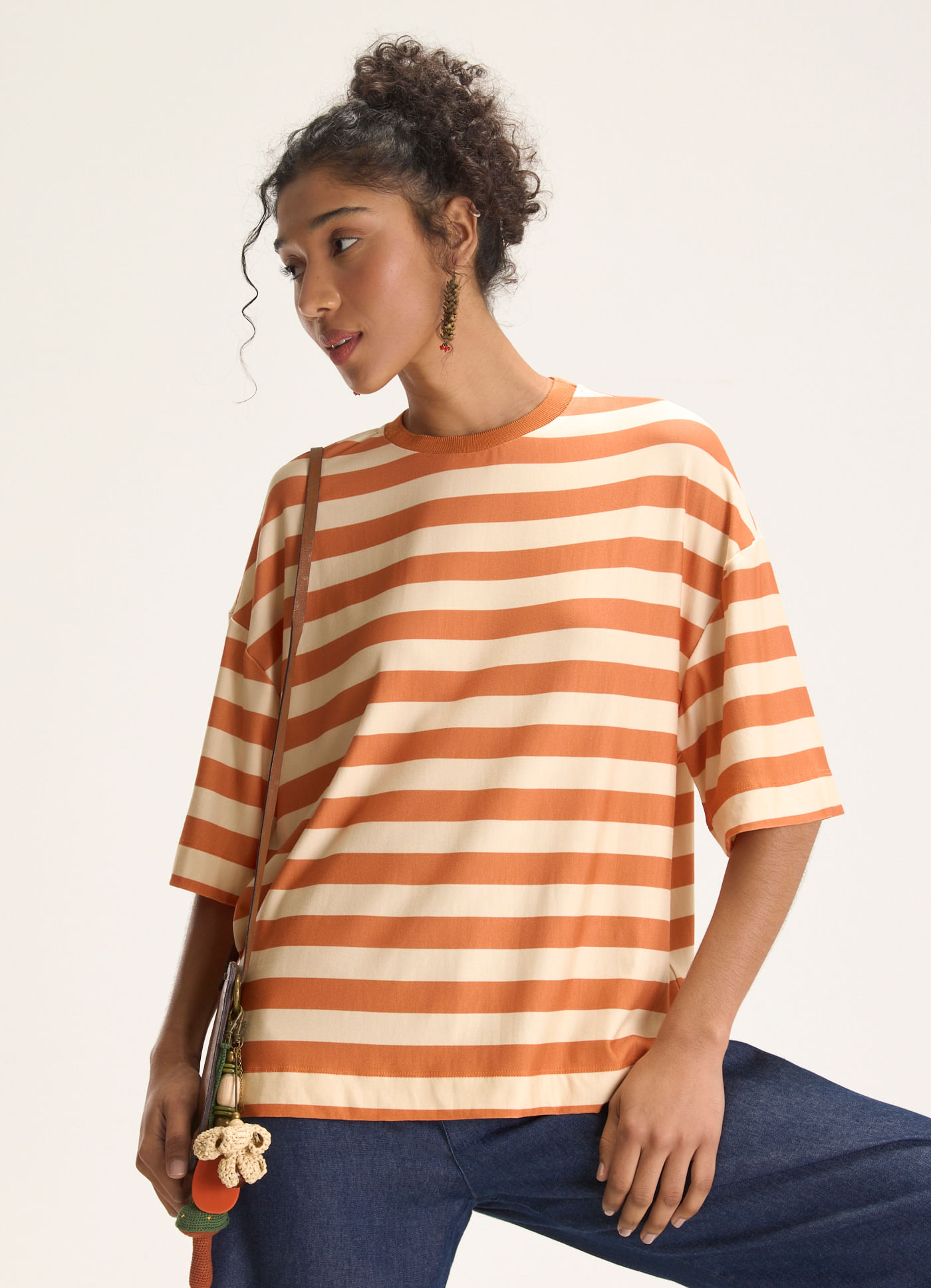 Blusa listras maxi retilinea