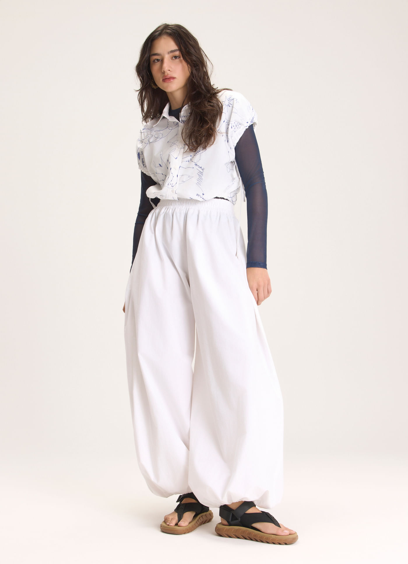 Calça algodão balloon off white