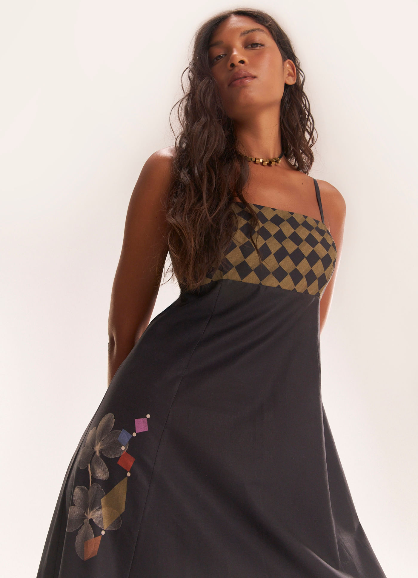 Vestido alcinha estampado ludus