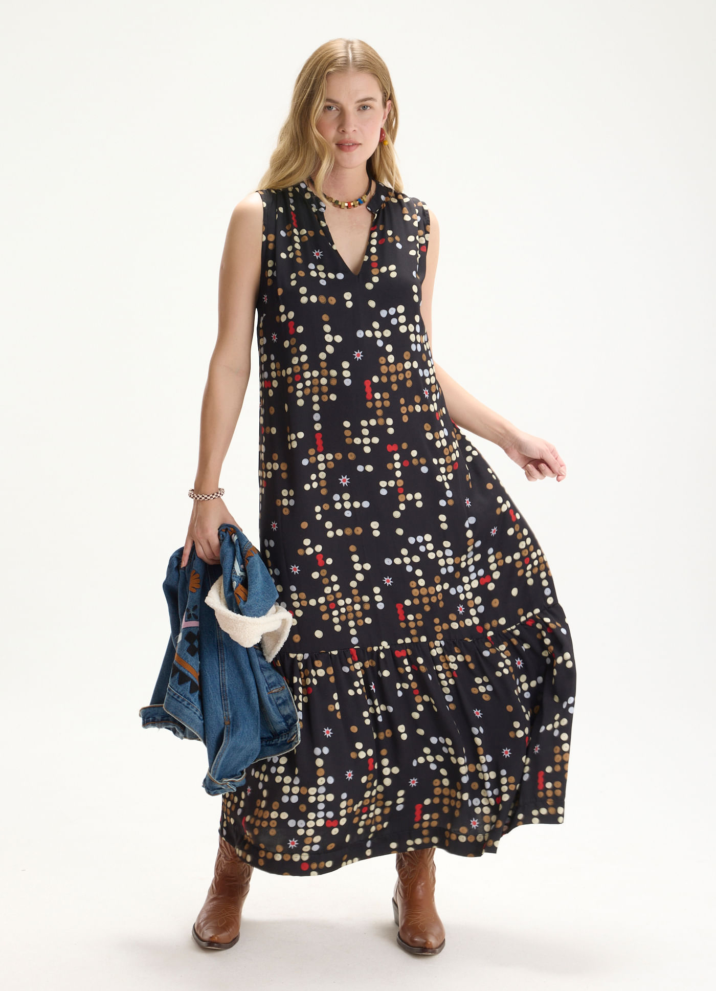 Vestido longo estampada baduke