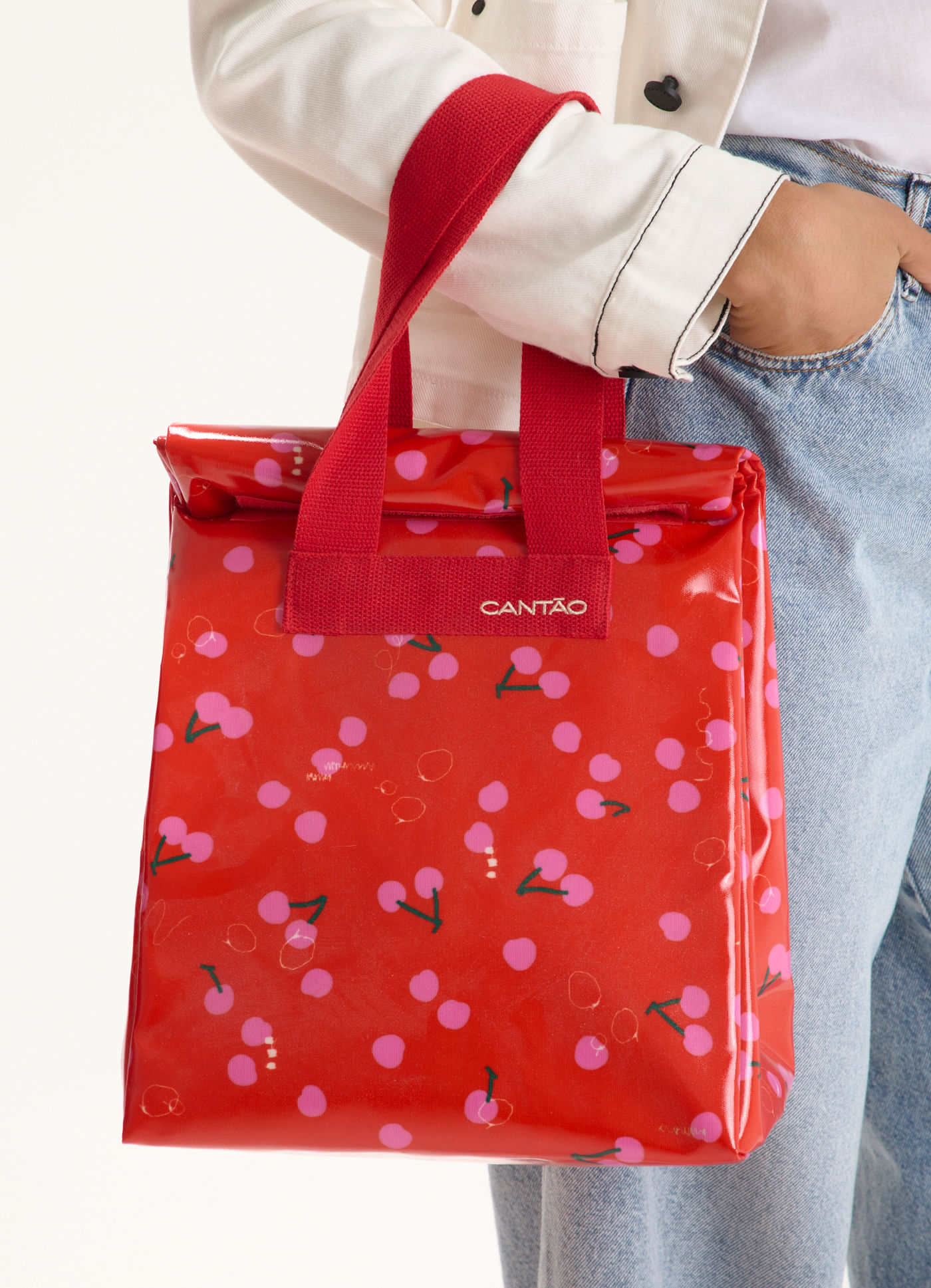 Cooler bag vinil estampada cerejas