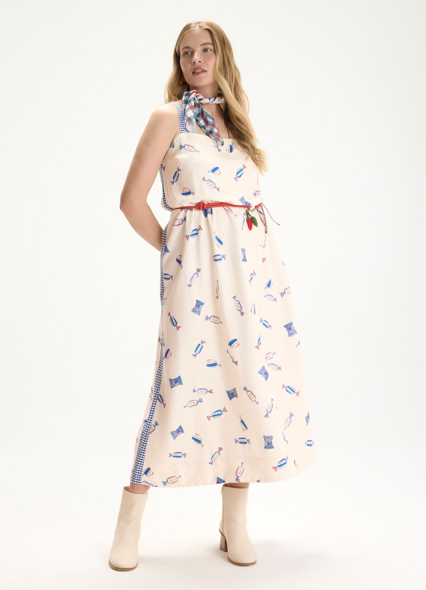 Vestido alça estampado candy