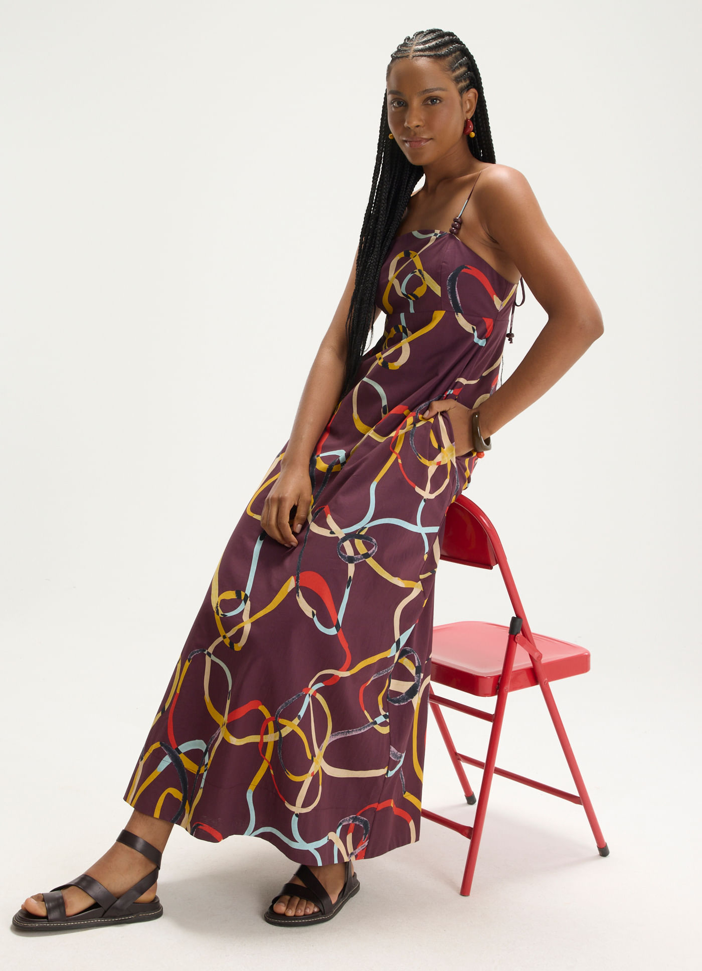 Vestido alça estampado elástica