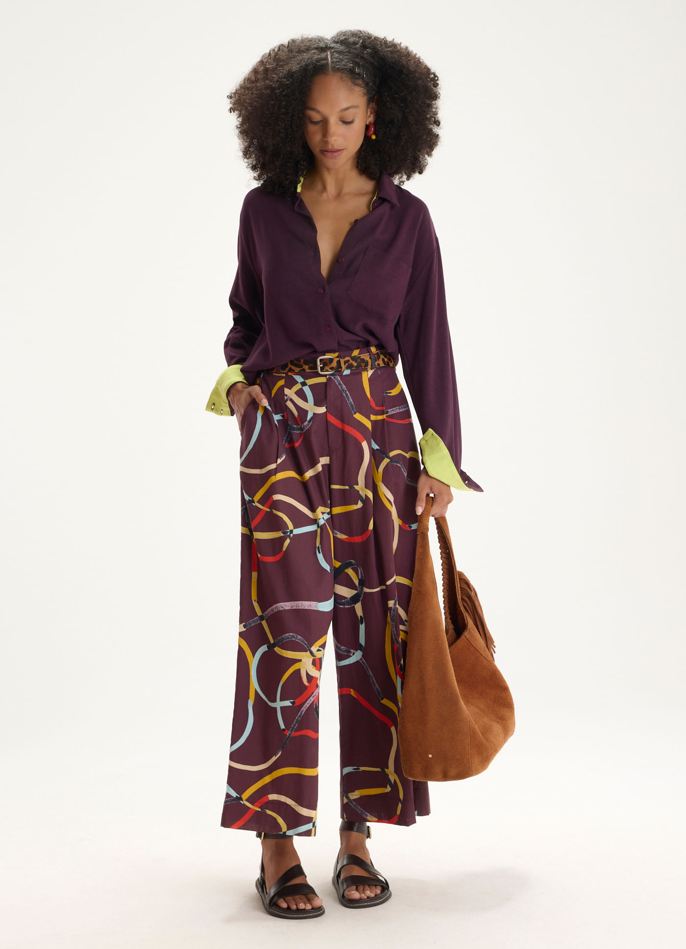 Calça estampada elástica