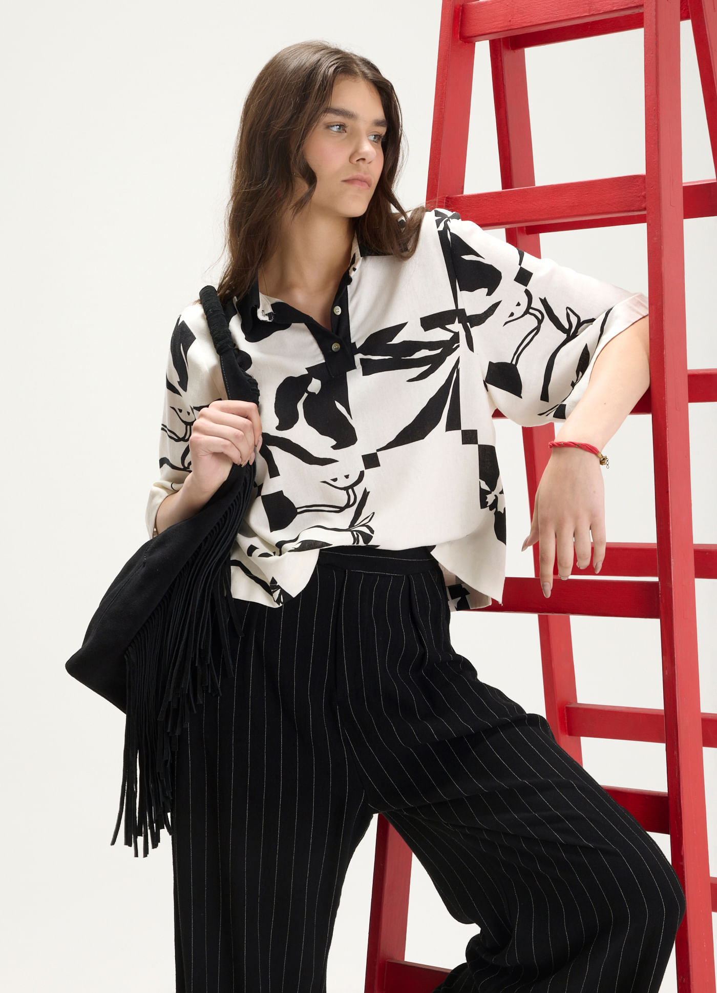 Blusa linho polo estampado lampejo