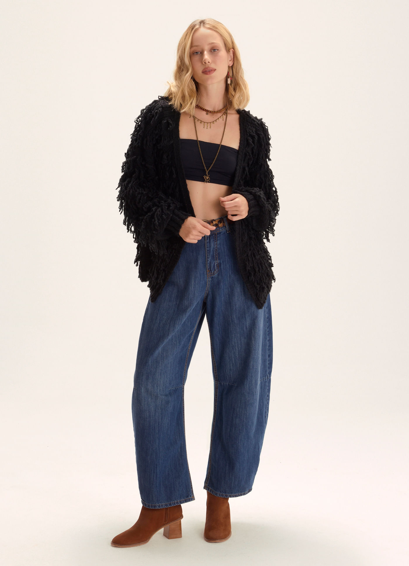 Calça maxi barrel jeans