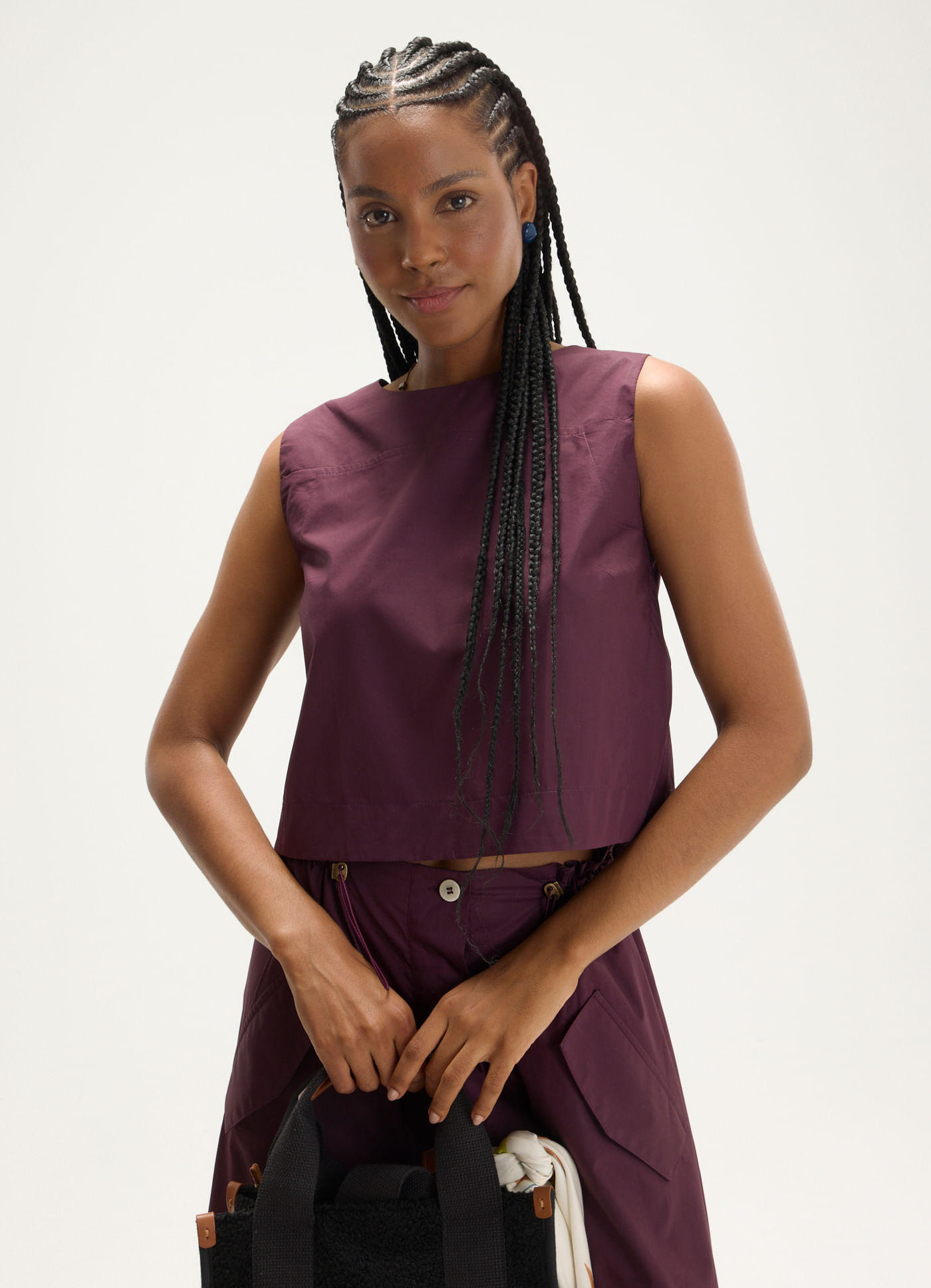 Blusa algodão tricoline leve roxo