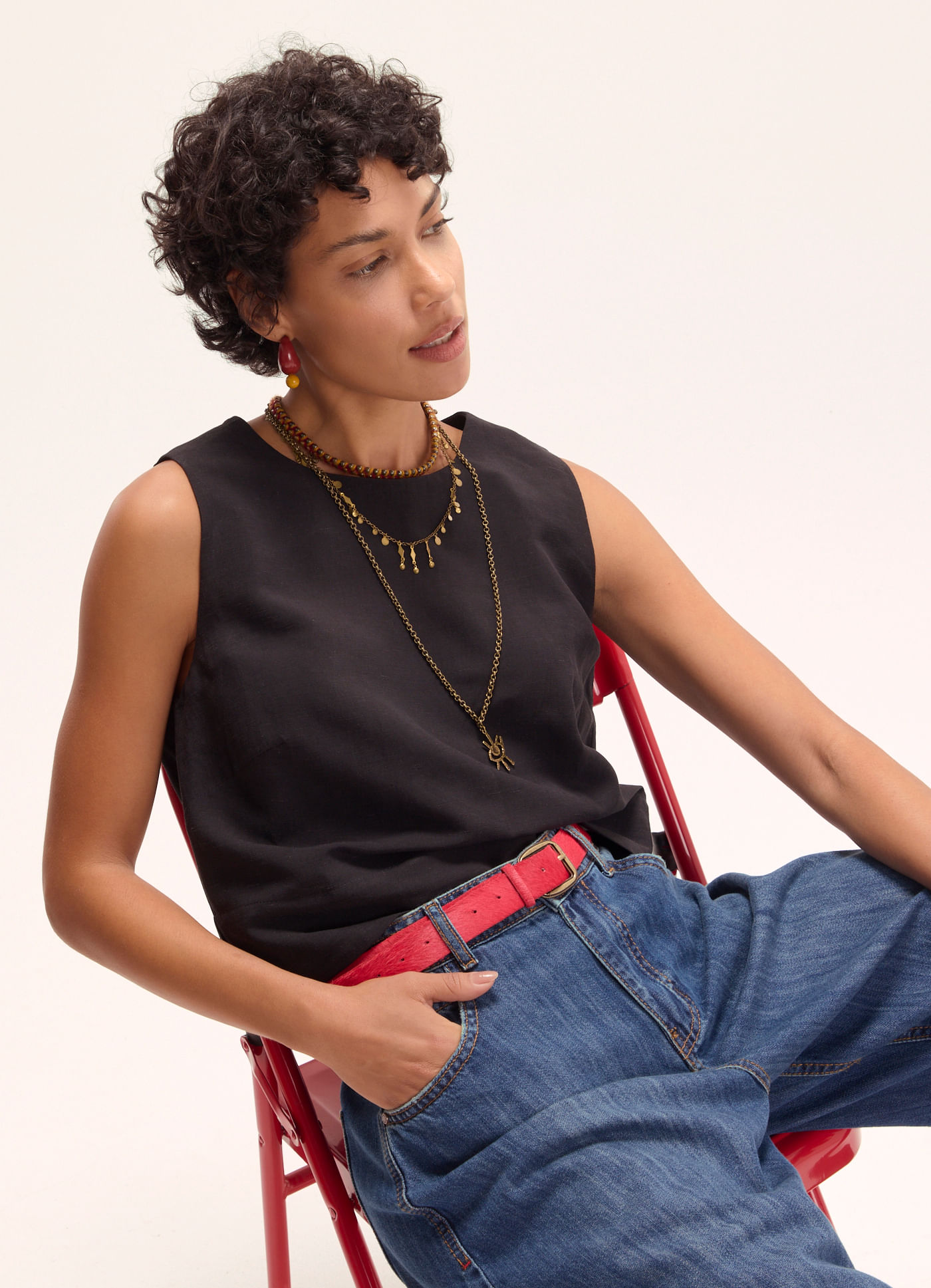 Blusa linho movimento preto