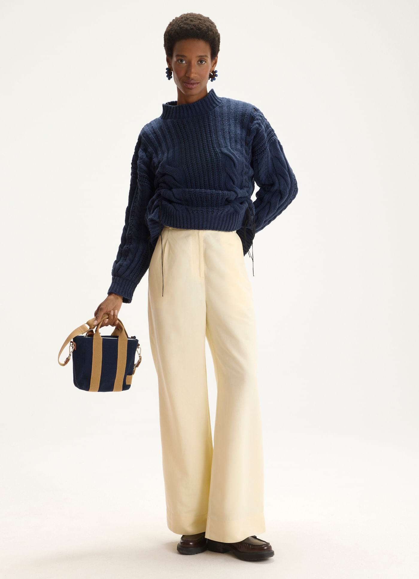 Calça linho maxi alfaiataria movimento amarelo