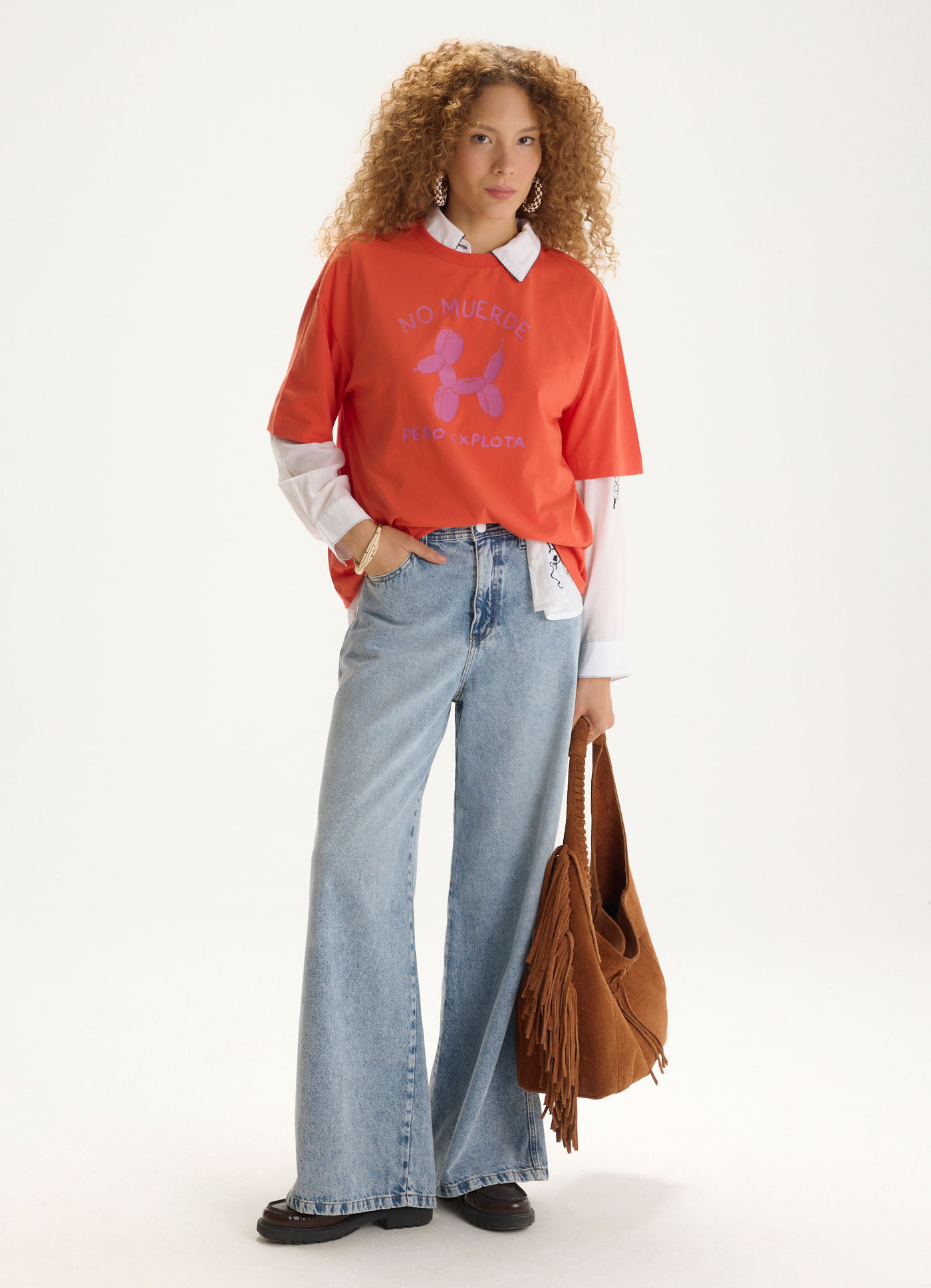 Calça wide leg basic jeans