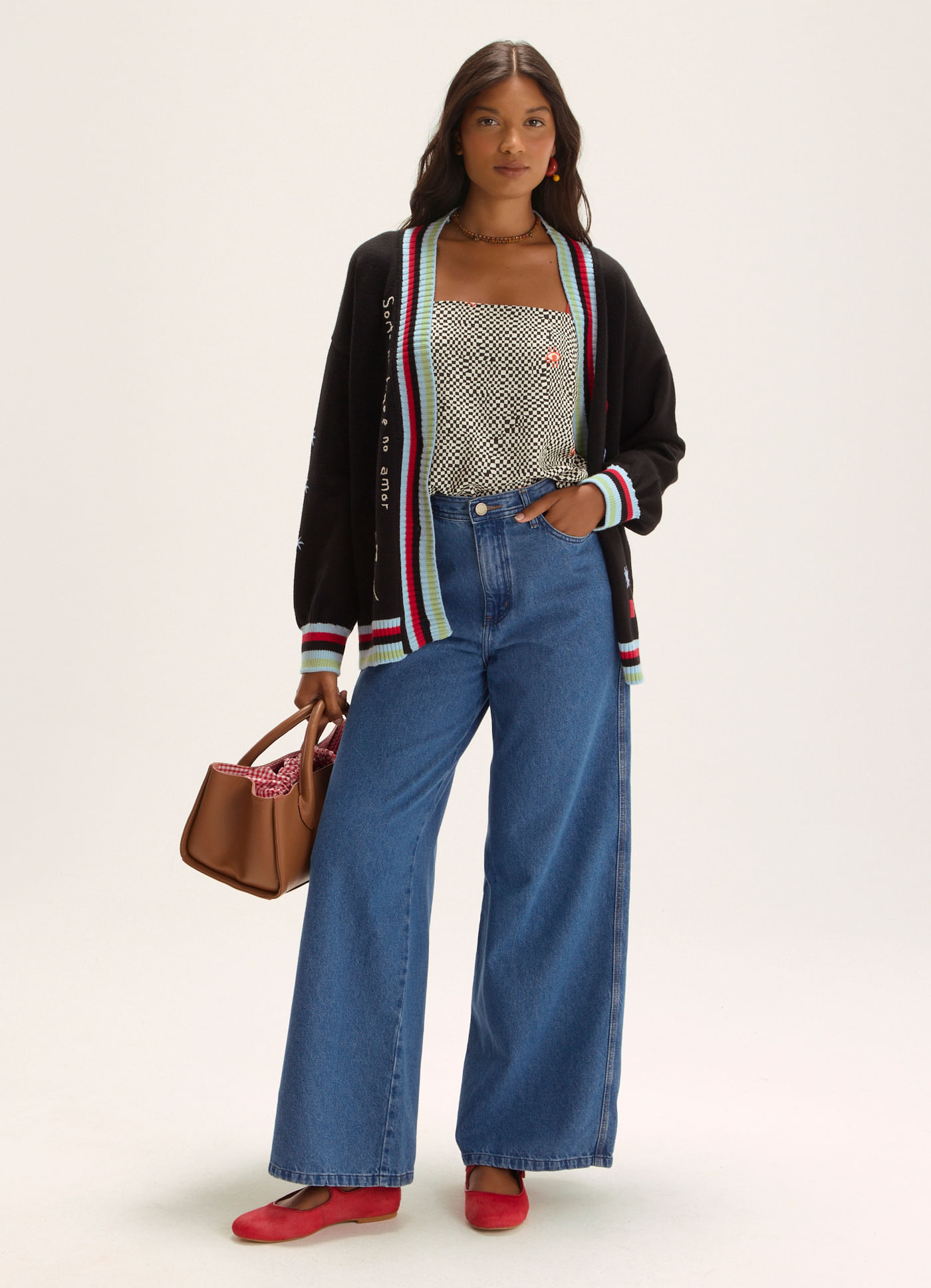 Calça wide leg basic jeans