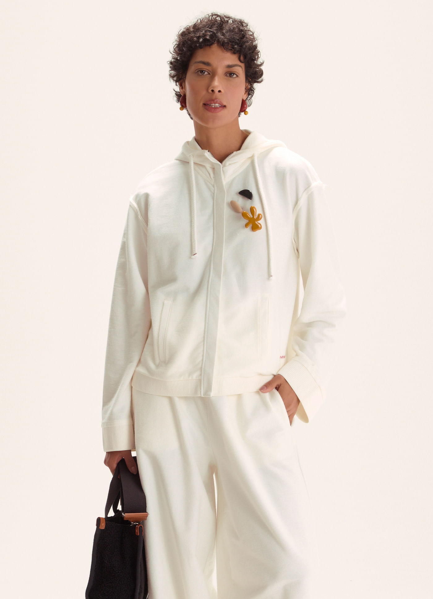 Casaco moletom avesso off white