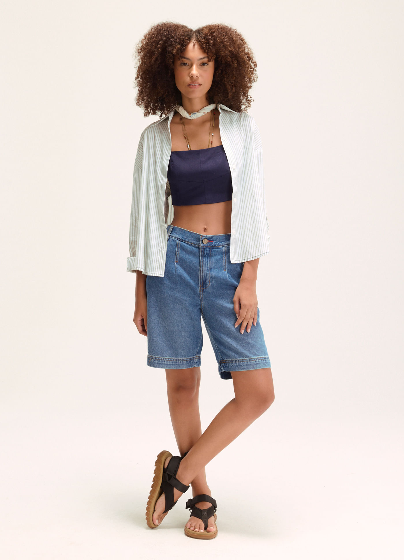 Bermuda jeans pesponto jeans