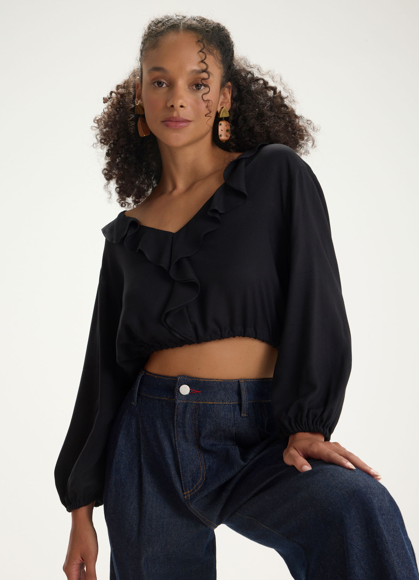 Blusa viscose fun preto