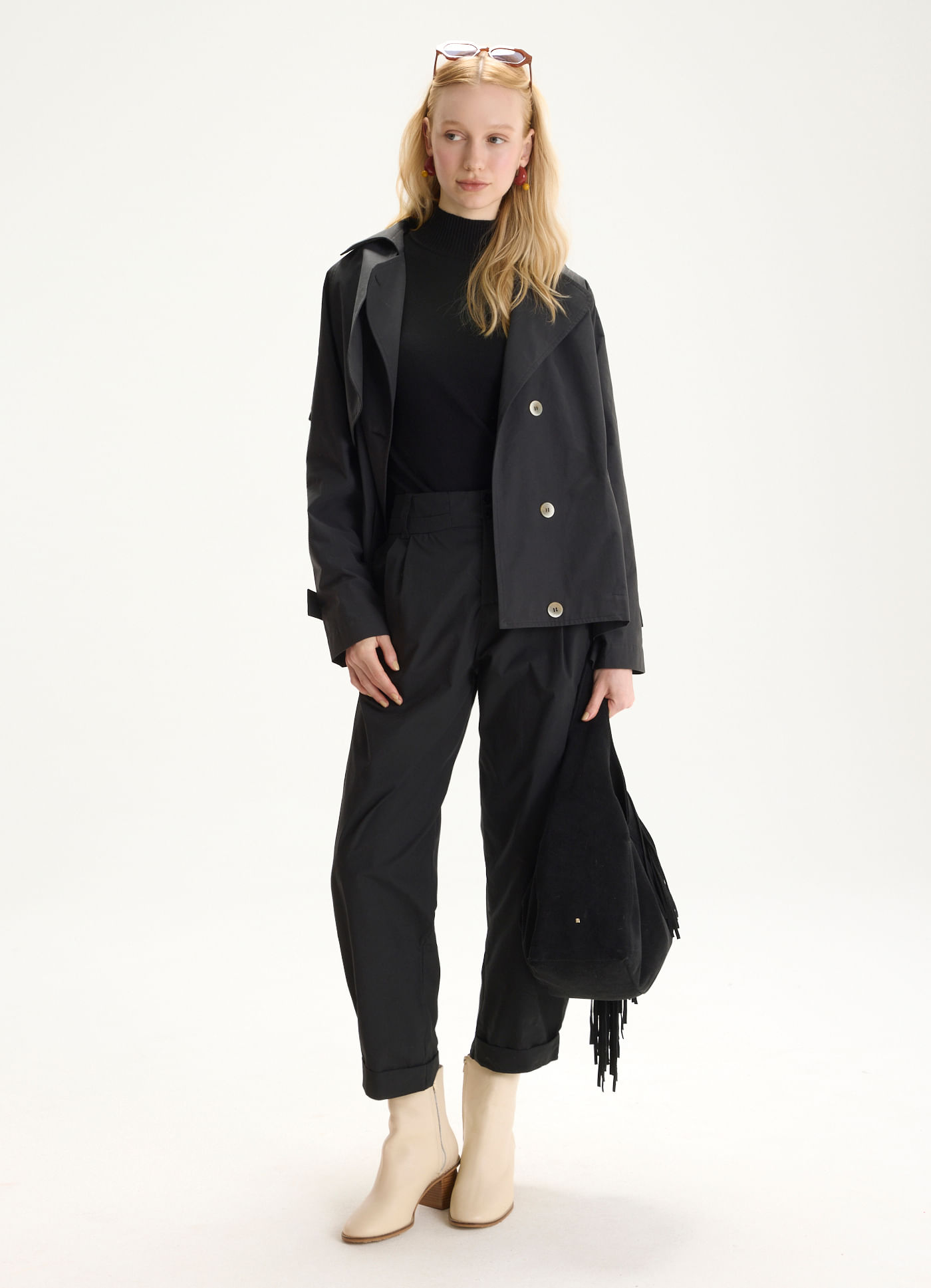 Calça algodão empapelado preto