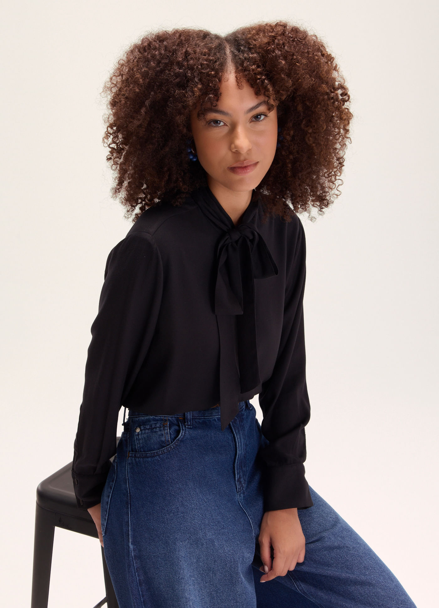 Camisa amarração viscose fun preto