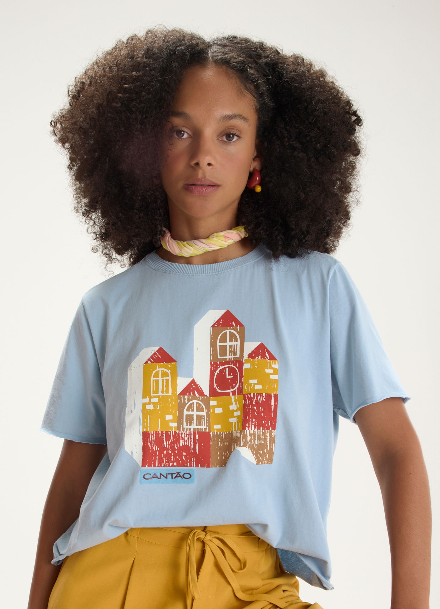 T-shirt box patch blocos azul claro