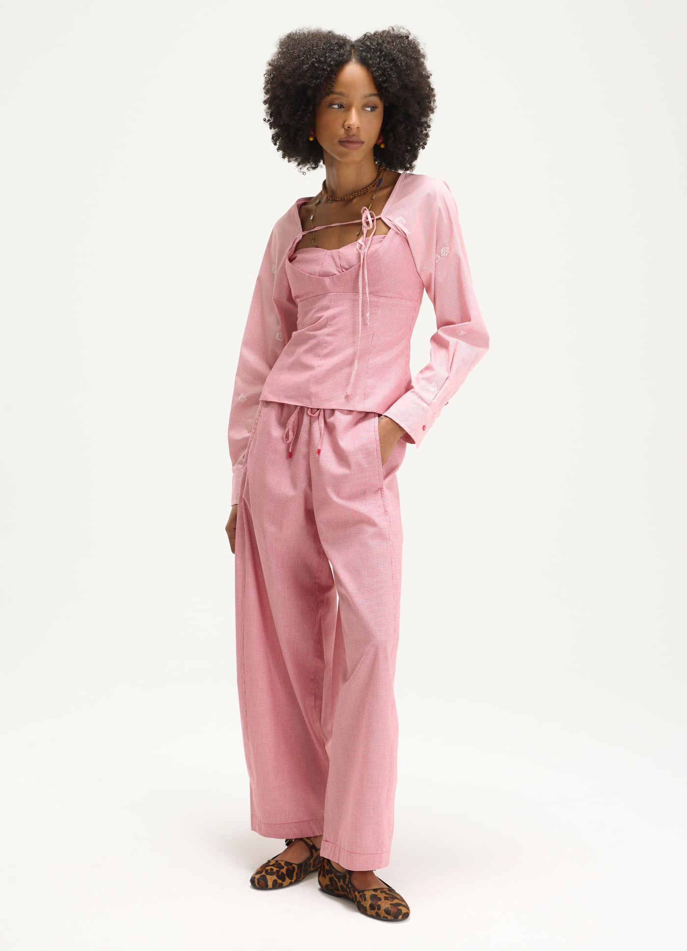 Calça algodão vichy